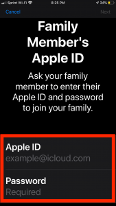 Family Member's Apple ID