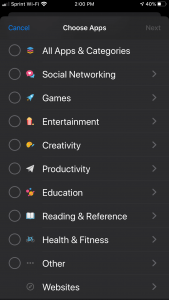 App Limits in ScreenTime in iOS 13